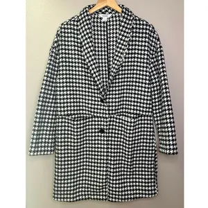Old Navy Black and White Houndstooth Coat Cardigan Coatigan thumbnail 3