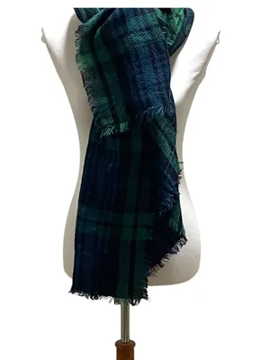ModCloth Tartan Plaid Blanket Scarf Green One Size Preppy Coastal Academia Fall thumbnail 6