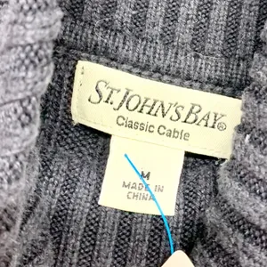 St. Johns Bay Classic Cable Turtleneck Womens Size M Navy‎ Blue Sweater Cotton thumbnail 3