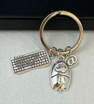 Mouse Keyboard Keychain Charm for Men Women Car Keychain Key Ring Bag Charm thumbnail 1