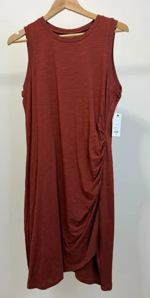 Nine West Side Ruched Sleeveless Dress Rust NWT SzXL thumbnail 1