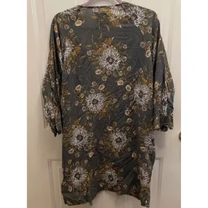 Madewell Grey Floral Cotton Robe Cardigan Duster Open Front Medium‎ Boho thumbnail 6