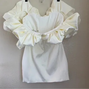 House of CB Selena Ivory Satin Ruffle‎ Strapless Dress size XL NWOT thumbnail 7