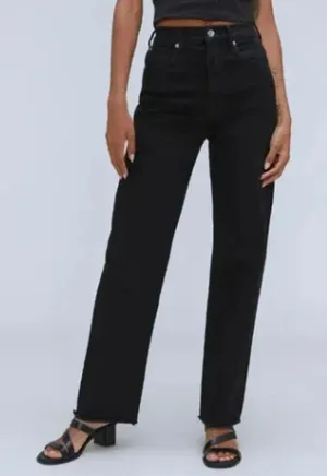 NWT Everlane Sz 24 The Way High Straight Jean‎ in Coal Black Organic Cotton thumbnail 1