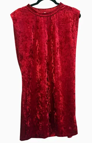 Watermelon Brand Red Velour Sleeveless Christmas Holiday Party Mini Dress M thumbnail 1