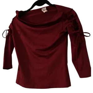 Y2K 4UDesign Chic Women's Deep Red Blouse with Sleeve Ties size S thumbnail 1