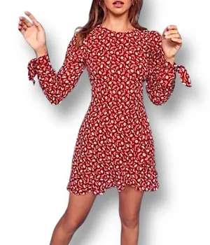 Reformation Lucita Red Floral Wrap Mini Dress Long Sleeve Autumn Wedding Gues‎ thumbnail 1