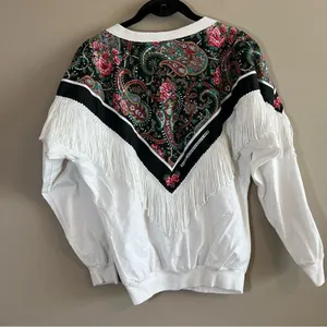 ✨ Vintage‎ Hazelwood Exclusive Women’s White Western Fringe Top Small thumbnail 7