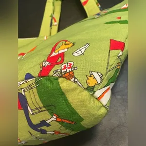 Green Golf Print Tote Bag with Velcro closure and interior pocket thumbnail 3