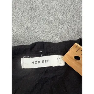 MOD REF Women's Small Black Lace Sleeve Button Up Collared Blouse Top thumbnail 4
