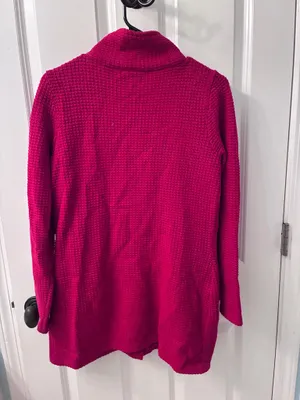 Lauren Ralph Lauren Bright Red Textured-Knit Sweater Jacket thumbnail 4