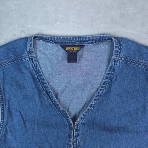 Woolrich Denim Vest Womens‎ L Blue Zip Front Utility Pockets Gorpcore Heritage thumbnail 3