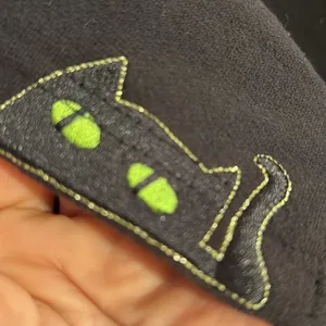 90s Y2K Vintage Halloween Black Cat Embroidered Black Hoodie Woman’s Med/Large thumbnail 6