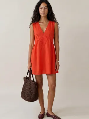 Kourt Red Size S Tatiana Cotton V Neck Mini Dress Few Moda thumbnail 2