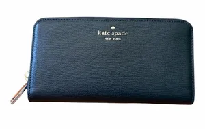 Kate Spade Leila Large Continental Wallet Black Pebbled Leather Zip Around thumbnail 1