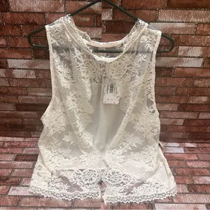 Free People cream Lace open crossover top L thumbnail 3