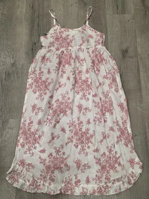 Laura Ashley NWT Floral White & Pink Sleeveless Cotton Dress With Ruffle small thumbnail 4