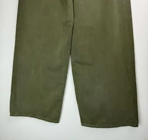 NWT ZARA Wide Leg Cropped Jean Pants Sz 0 Army Olive Green High Rise thumbnail 12