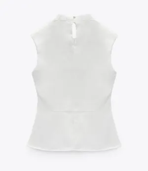 NWT FRONT KNOT TOP Oyster White thumbnail 4