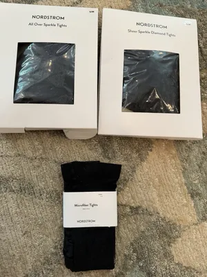 Nordstrom Tights 3 Pairs Black Womens Sz S/M NWT thumbnail 1