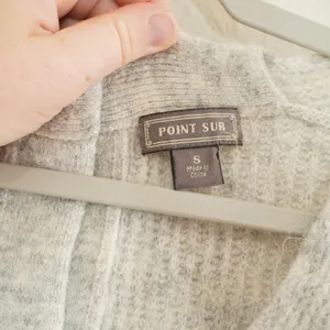 Point Sur J. Crew V-Neck Sweater Grey Alpaca Blend Button Back Coastal Cozy Soft thumbnail 3