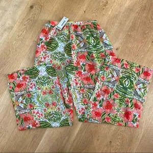 Boohoo - Tropical Animal High Waist Beach Pants in Green & Orange thumbnail 5
