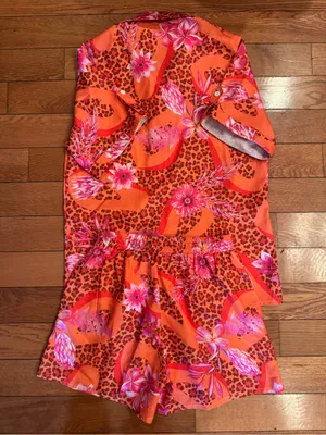 Tropical Resort Shorts Set – Bold Floral & Leopard Vacation Set Size S NWT thumbnail 6