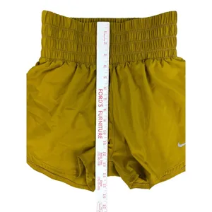 Nike One‎ Women's Small Mustard Yellow Dri-Fit Ultra High Waisted 3" Shorts thumbnail 7