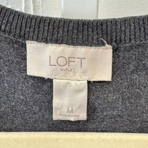 Loft Outlet Gray Rhinestone Embellished Cotton Cardigan Sweater Medium Holiday thumbnail 6