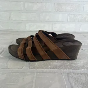 Teva Sandals Ysidro Slides Womens 8 Brown Slip On Wedge Cork Heel Casual 1015118 thumbnail 5
