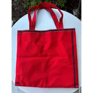 Majubu Hand Printed Africa Graphic Canvas Tote Bag Red‎ Brown Tribal Folk Art thumbnail 2