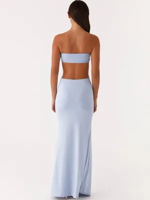 Peppermayo Powder Blue Strapless Cutout Maxi Dress thumbnail 2