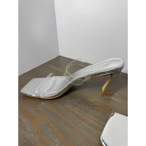 Bellini Mikana Clear Vinyl Silver Square Toe Heeled Sandals Size 9 thumbnail 3