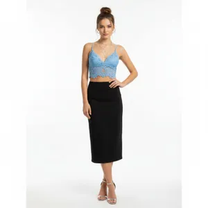Sherri Hill Blue Lace Crop Bralette Sleeveless Top 0 thumbnail 8