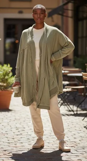 Womens We the Free by Free People Muted Olive Open Front Cardigan - Sz XS thumbnail 1