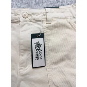 Alpine Design Womens Mixed Fabric Corduroy Shorts Off White High Rise ADW24806 6 thumbnail 2