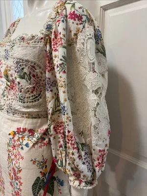 FARM Rio Delicate Forest Scarves Lace Intricate Mini Dress Viscose Blend SZ M 🌿 thumbnail 9