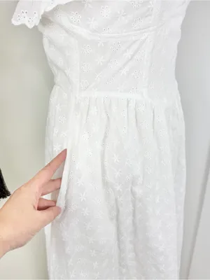 Lulus Lovely Weather Eyelet Bustier Dress White Sz L NWT thumbnail 7