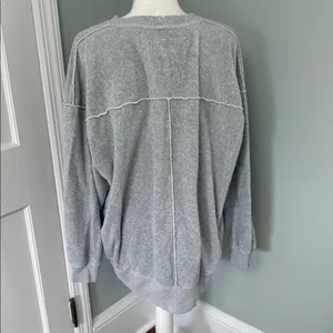 AERIE the chill cozy crew sweatshirt distressed gray comfy‎ lounge size medium thumbnail 4