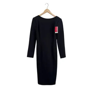 Spanx Black Long Sleeve Low Back Bodycon Cocktail‎ Midi Dress NWT Small thumbnail 2