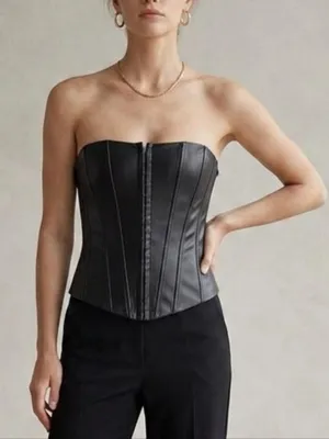 Zara Black Strapless Waist Shaper Cincher Size M thumbnail 1