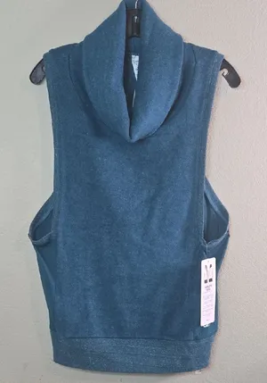 ALO Yoga Teal Sleeveless Cowl Neck Sweater Size L thumbnail 1