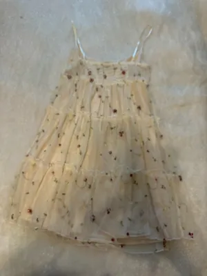 Cream, Off-White, Trixxi Mini Dress with floral details, 3D thumbnail 2