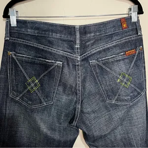 Seven For All Mankind Dojo Embellished‎ Green Rhinestone Square Design Jeans thumbnail 8