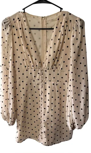 Urban Outfitters mini dress/tunic, size XS, preppy, polka dot, dressy, party thumbnail 1