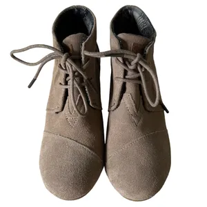 TOMS Ankle Booties Suede Leather Lace Up Wedges Women's‎ Shoes Size 8 thumbnail 4