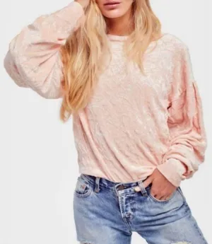 Free People Pink Velvet top M thumbnail 2