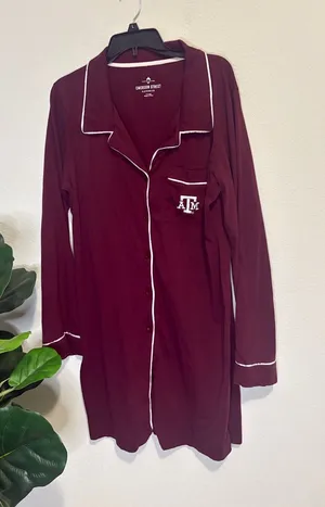 Women's Maroon Pajama Nightshirt with White Piping - Texas A&M Aggies XL thumbnail 1