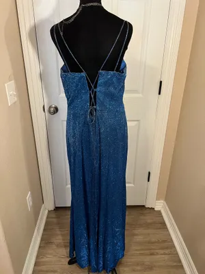 Vintage glitter blue formal evening dress thumbnail 4