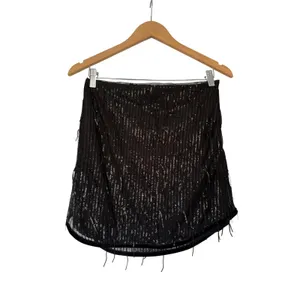 Avec Les‎ Filles Revolve Black Sequin Fringe Mini Skirt Party Size Small NEW thumbnail 4